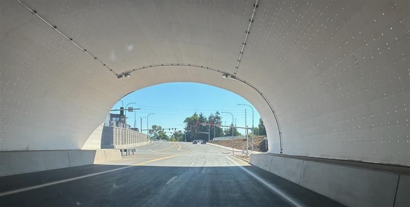 A picture of the new Veterans Drive tunnel in Kent. 