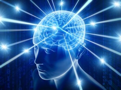 Exploding Galaxy brain meme with the blue lights coming out in all directions from a translucent skull and see through brain