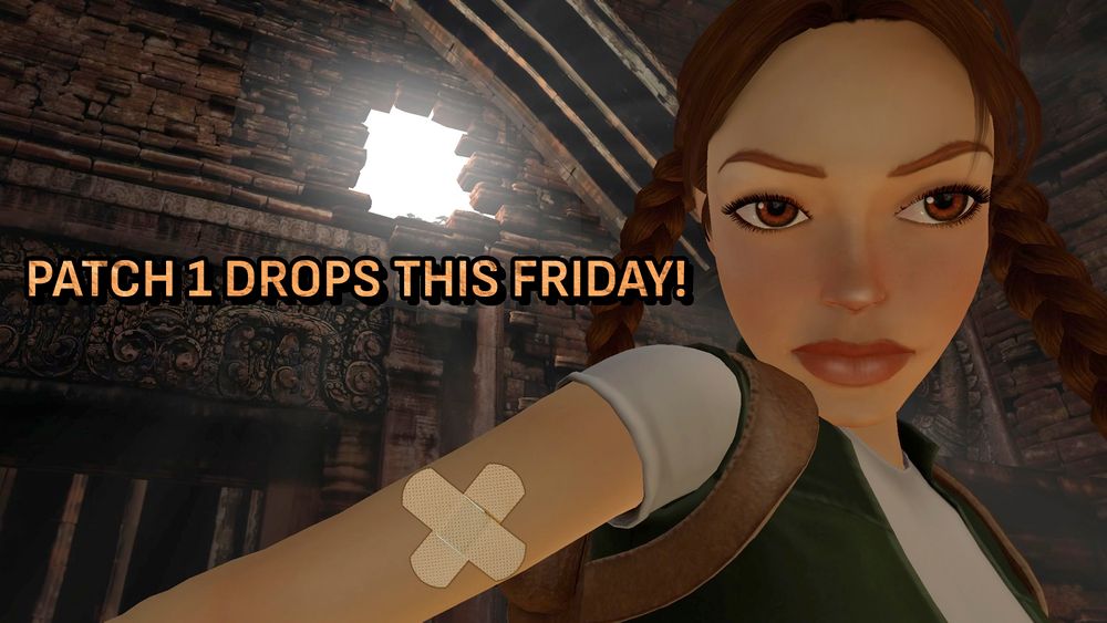 Image of teenage Lara Croft from Tomb Raider: Chronicles. Patch 1 announcement.