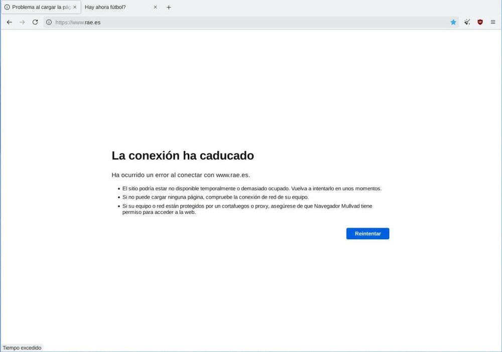 Movistar bloquea direcciones IP que utilizan millones de webs legítimas, en esta imagen se puede ver como al intentar acceder a https://www.rae.es la web no carga porque Movistar manda las peticiones a un agujero negro.