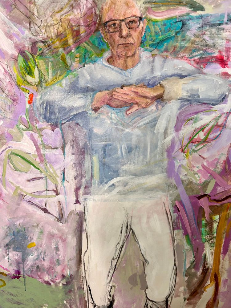 Detail from “The Emperor Dragonfly and Charles” acrylic on canvas.