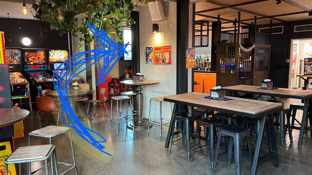 Interior of boom boom chicken showing where we are