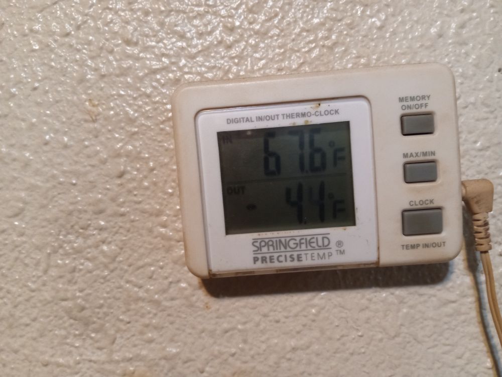 -4 outside, 68 F inside.