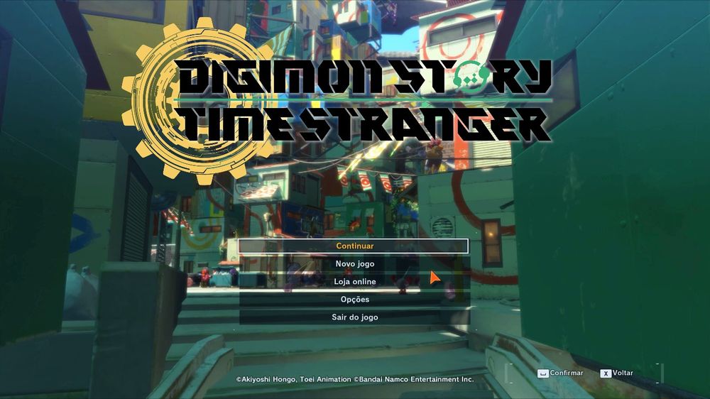 Tela inicial do jogo Digimon Story Time Stranger