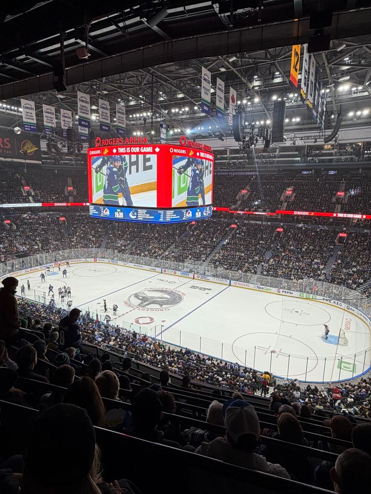 Hockey arena from high vantage point. 