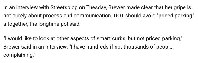 In an interview with Streetsblog on Tuesday, Brewer made clear that her gripe is not purely about process and communication. DOT should avoid 