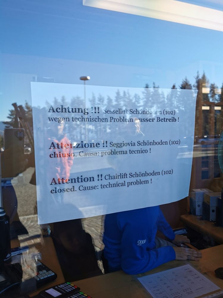 Plose Hauptlift steht still