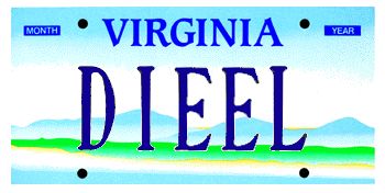 A Virginia license plate reading DIEEL