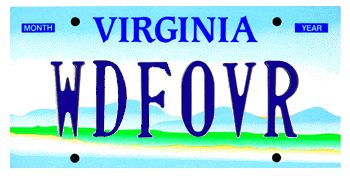 A Virginia license plate reading WDFOVR
