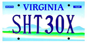 A Virginia license plate reading SHT30X