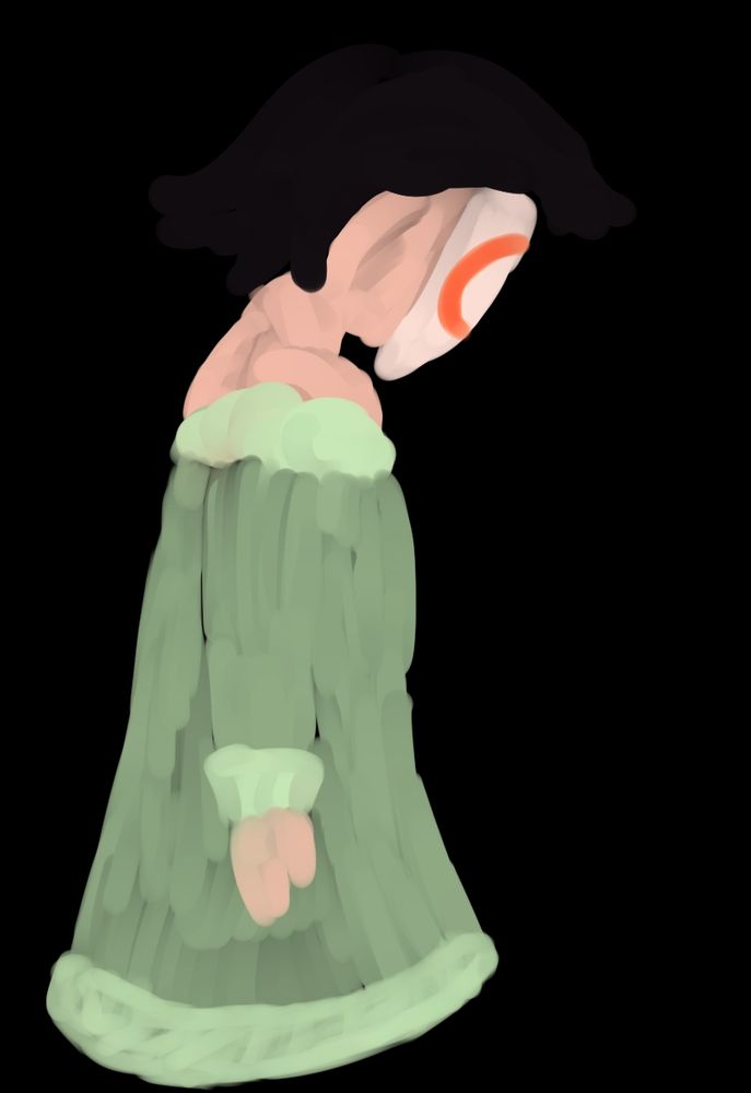 Vivianna wearing a dress but also her mask for some reason