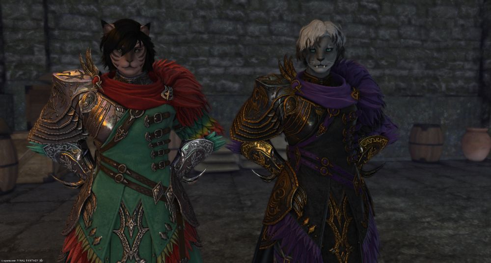 Both stand there, watching something