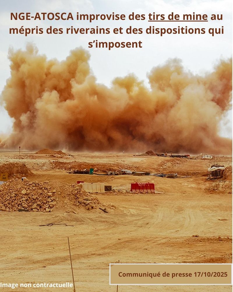 Image d’explosion sur chantier (non issue de l’A69

NGE-ATOSCA improvise des tirs de mine au mépris des
riverains et des dispositions qui s’imposent

Communiqué de presse du 17/10/25