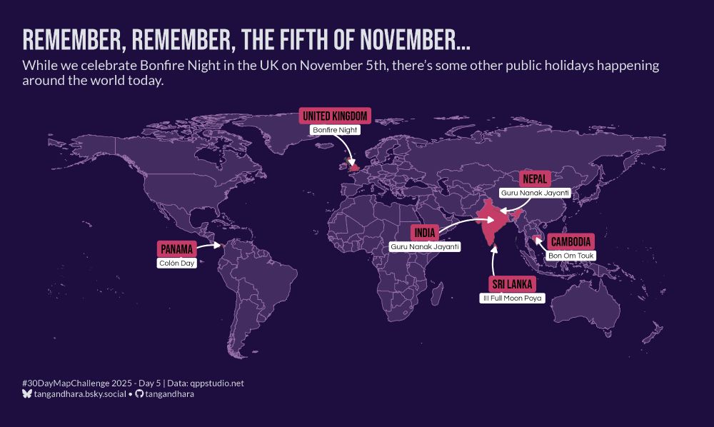 Remember, remember, the fifth of November...
While we celebrate Bonfire Night in the UK on November 5th, there's some other public holidays happening around the world today.