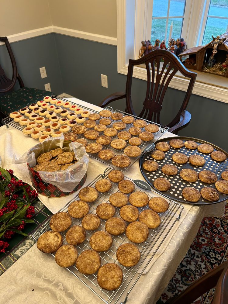Christmas cookie baking done! Butter & Jam Thumbprint, Oatmeal Raisin and Snickerdoodle. 
