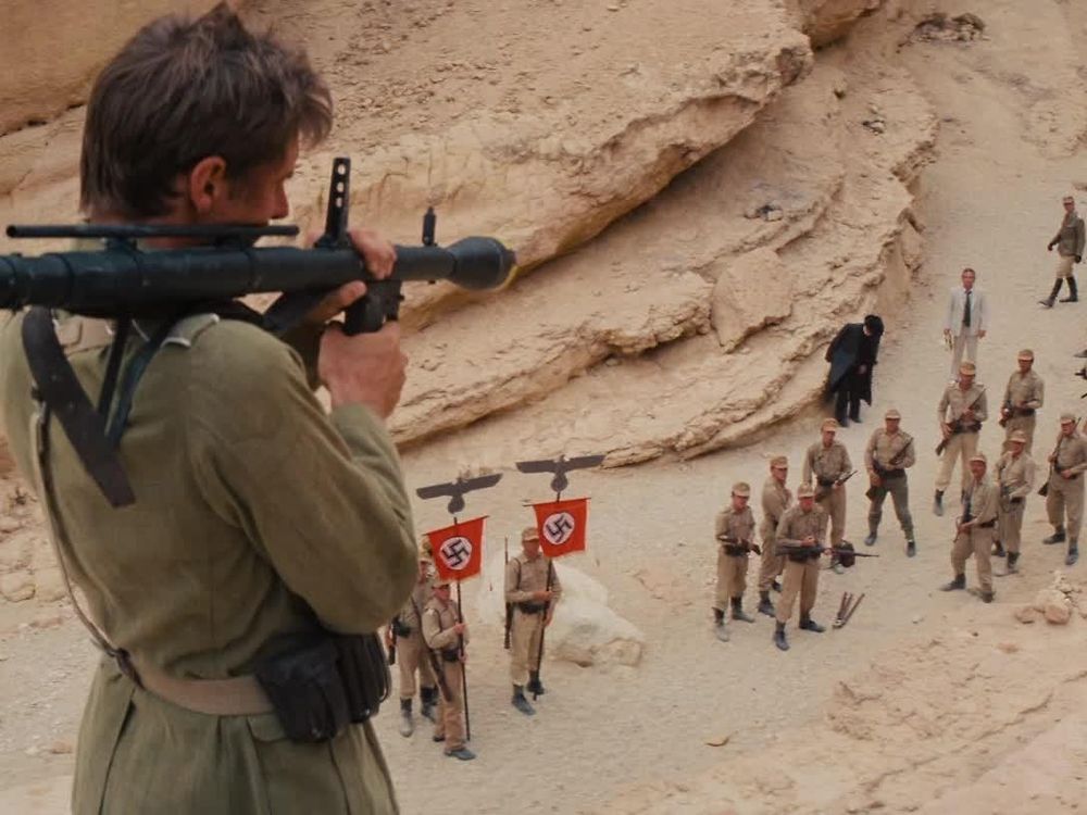 Indiana Jones giving mercenaries a bad name by pointing a rocket at the Ark of the Covenant