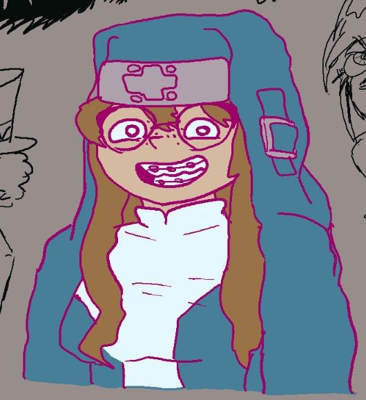 desenho de pessoa vestida de freira (roupa da Bridget)