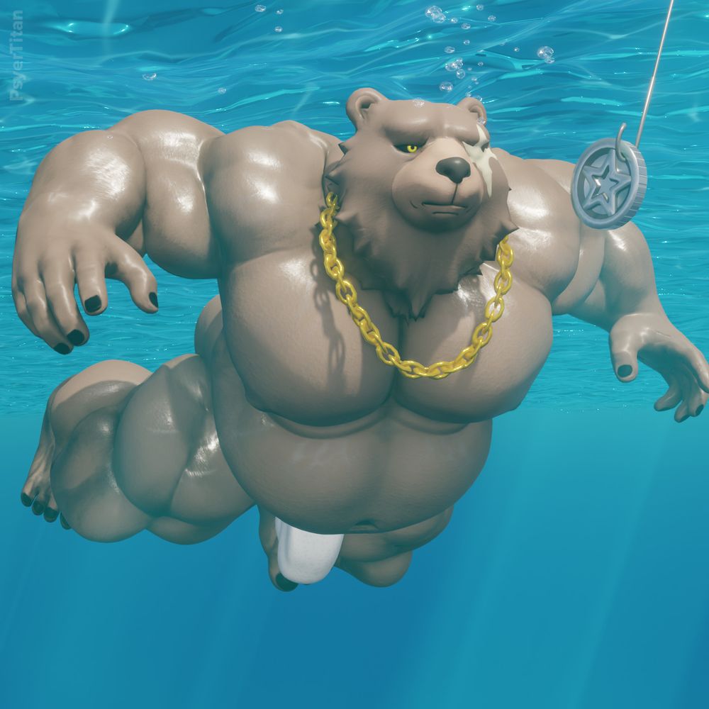 A 3D render of Ben Bigger hustling from those dennies. It might pay homage to that one iconic grunge album from the 90s (Nirvana). 