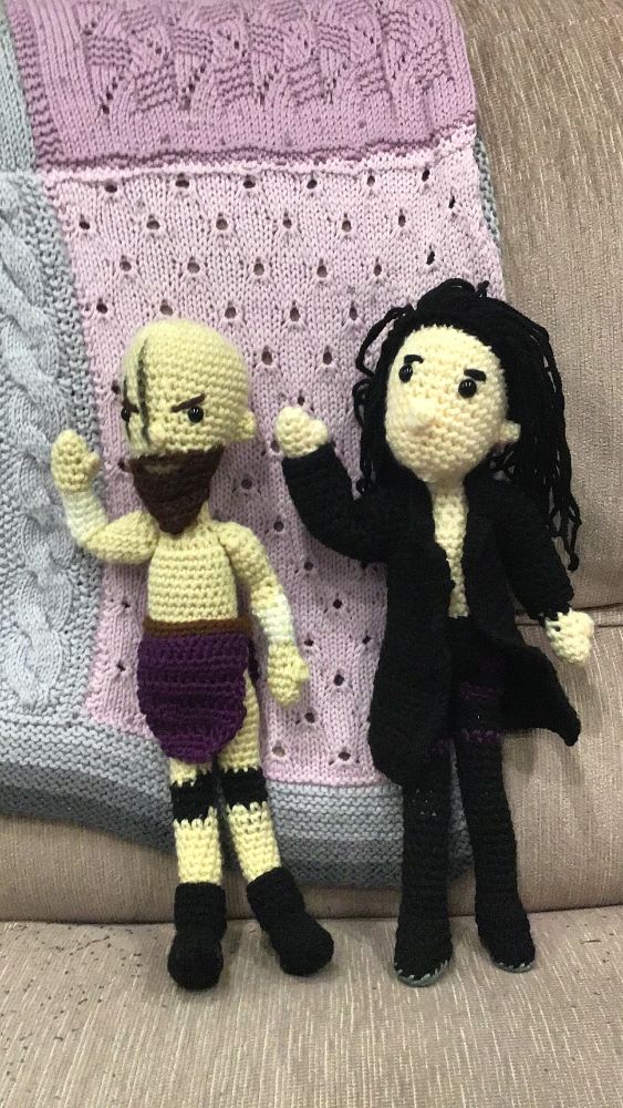 Crochet dolls of Stu Greyson and Alex Reynolds
