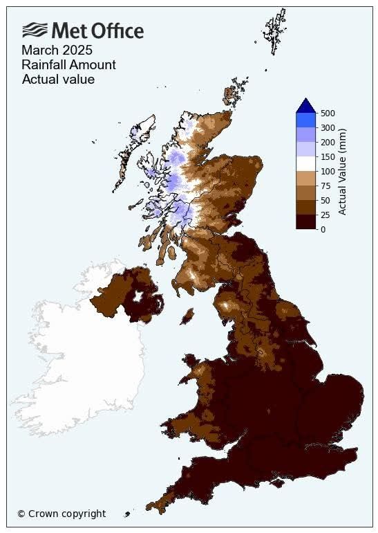 Rainfall map of the UK