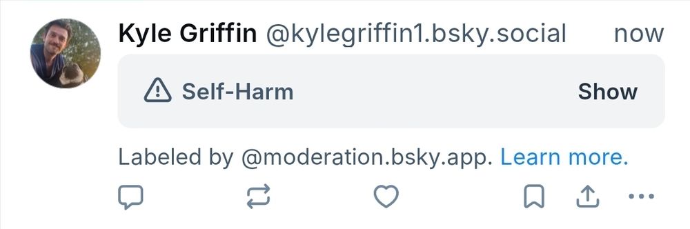 Post labeled as self harm.