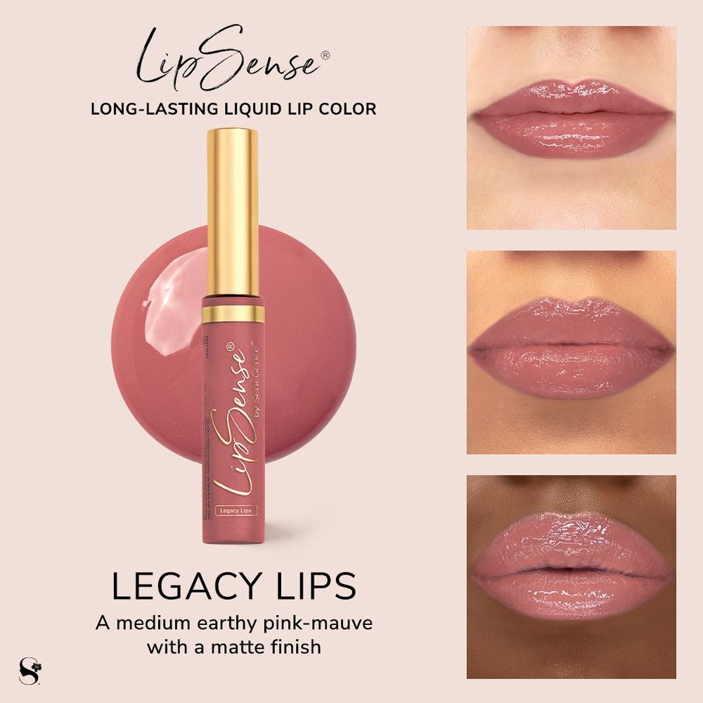 One Lipsense called Legacy Lips and swatches on three different skintones.