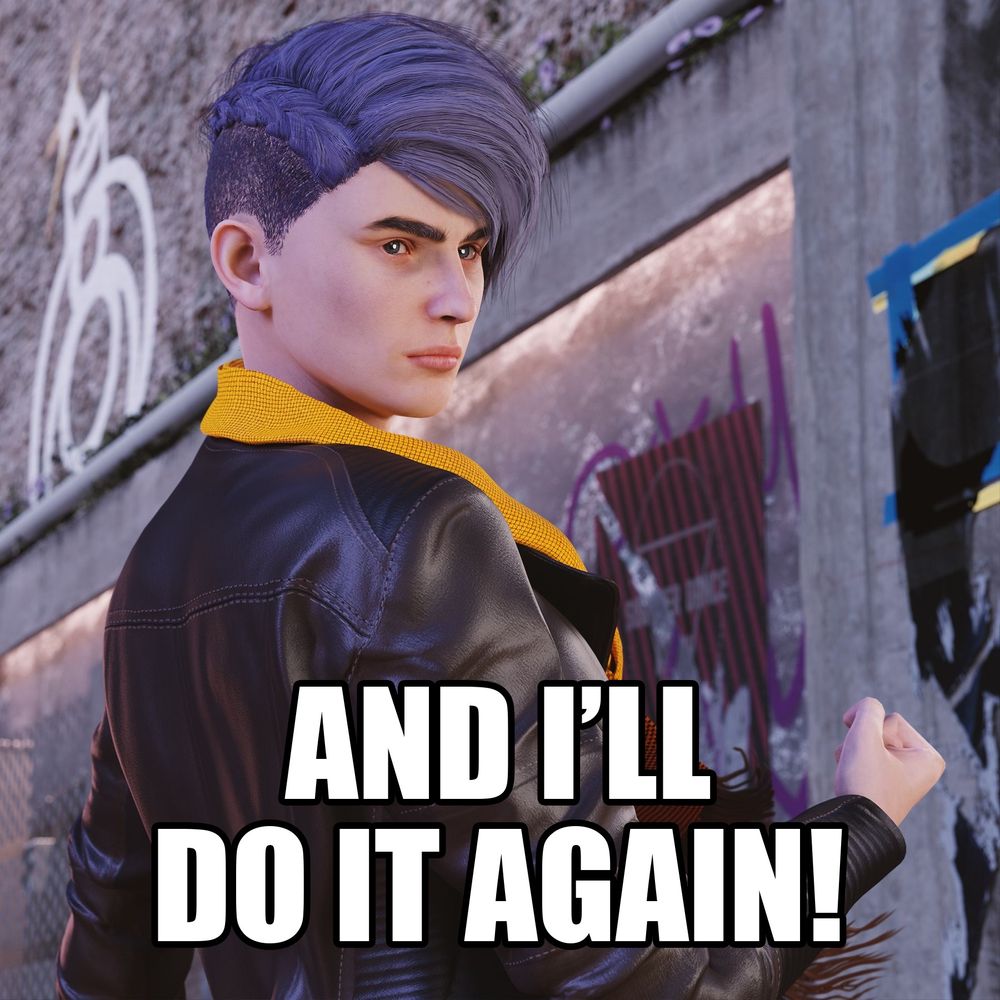 Our heroine stands, fist clenched and looking angry. Caption: "And I'll do it again!"