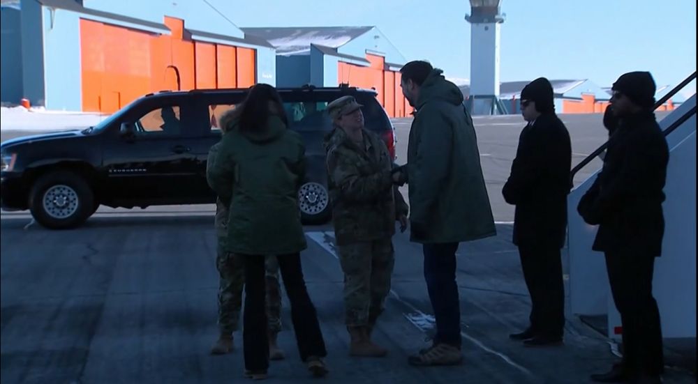 JD and Usha Vance greet two soldiers at US military base in Greenland
