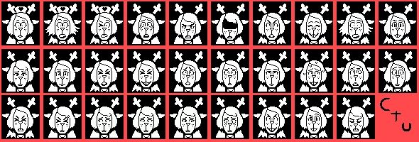 Sprite edits of portrait sprites, specifically those of Noelle Holiday from Deltarune. They range from shocked, to determined, to angry, all the way to just plain confused.