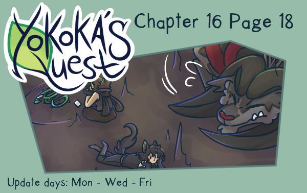 a preview for Yokoka's Quest chapter 16 page 18. Mao and Copycat are doing their own thing but Cadmium seems restless