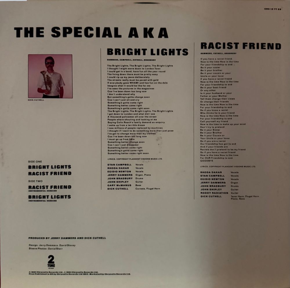 Back cover inset of Dick Cuthell
Songs and lyrics
