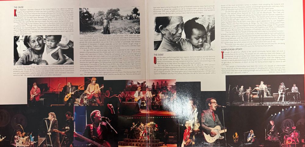 Innersleeve Kampuchea story and photos of artists at the concert