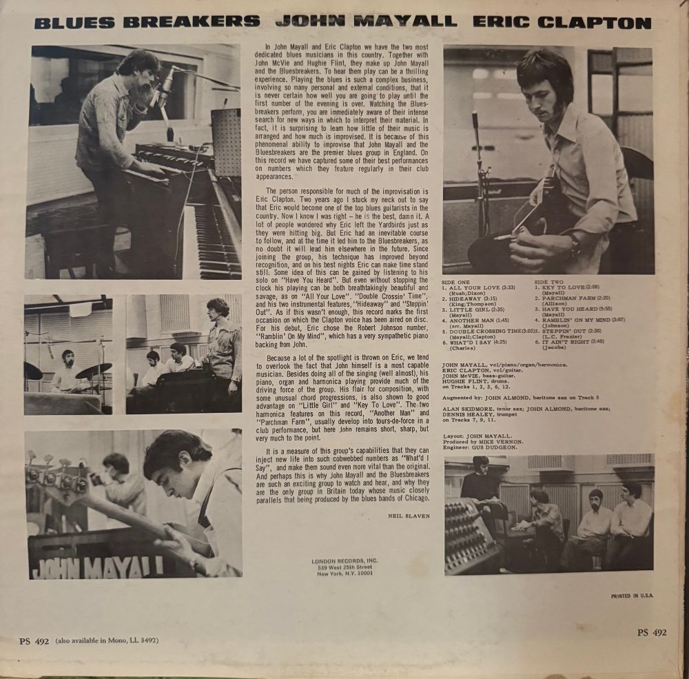 Back cover pictures of band members at work. Spiel abot the band