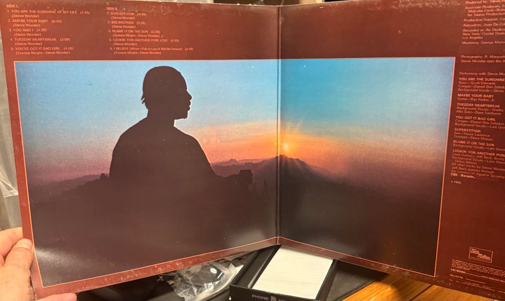 Inner songlist/credits silhouette of stevie