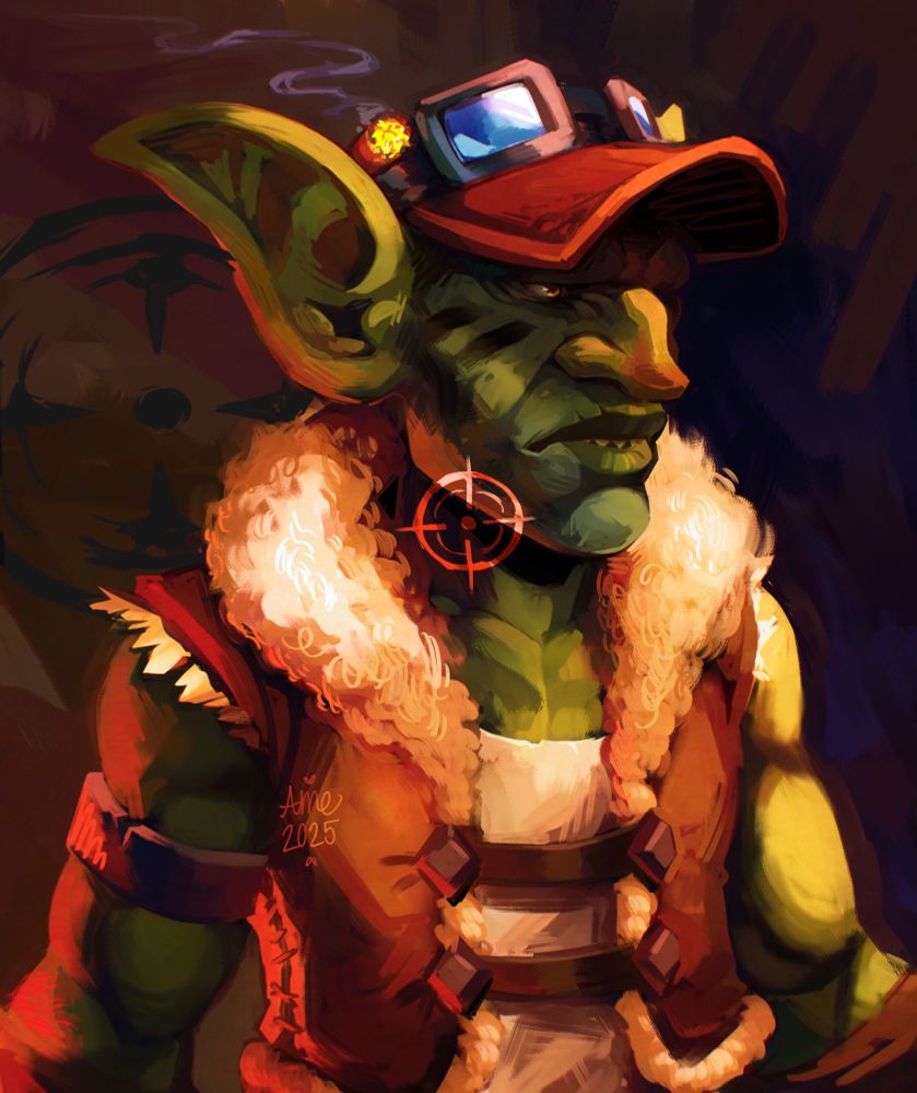 screenshot of Gazlowe from the End of the Day cutscene, painted in clip studio