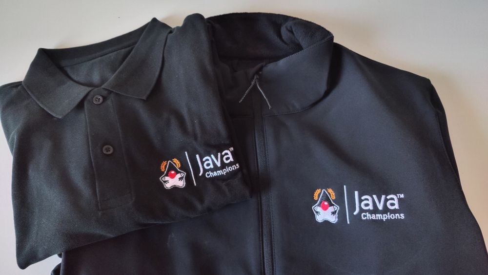 Polo and jacket with the Java Champions logo