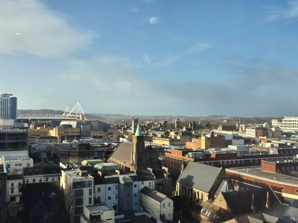 Skyline view of Cardiff, Wales