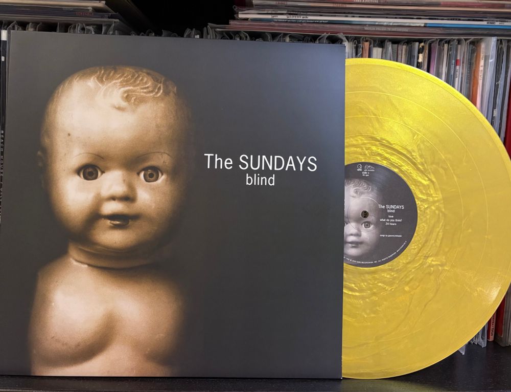 Photo of cover and gold vinyl. 2025 The Sundays Blind.