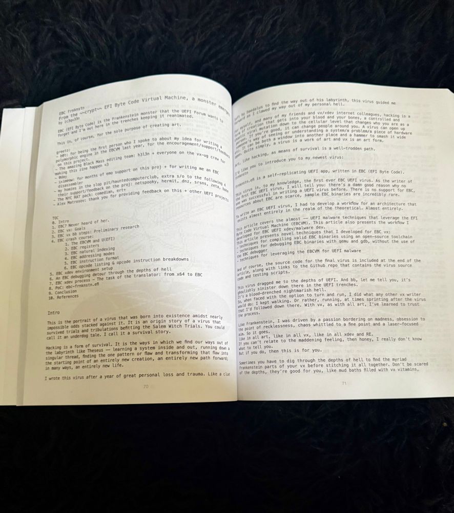 Article “EFI Byte Code Virtual Machine, A Monster Emerges” in vx-underground Black Mass Volume III zine print edition