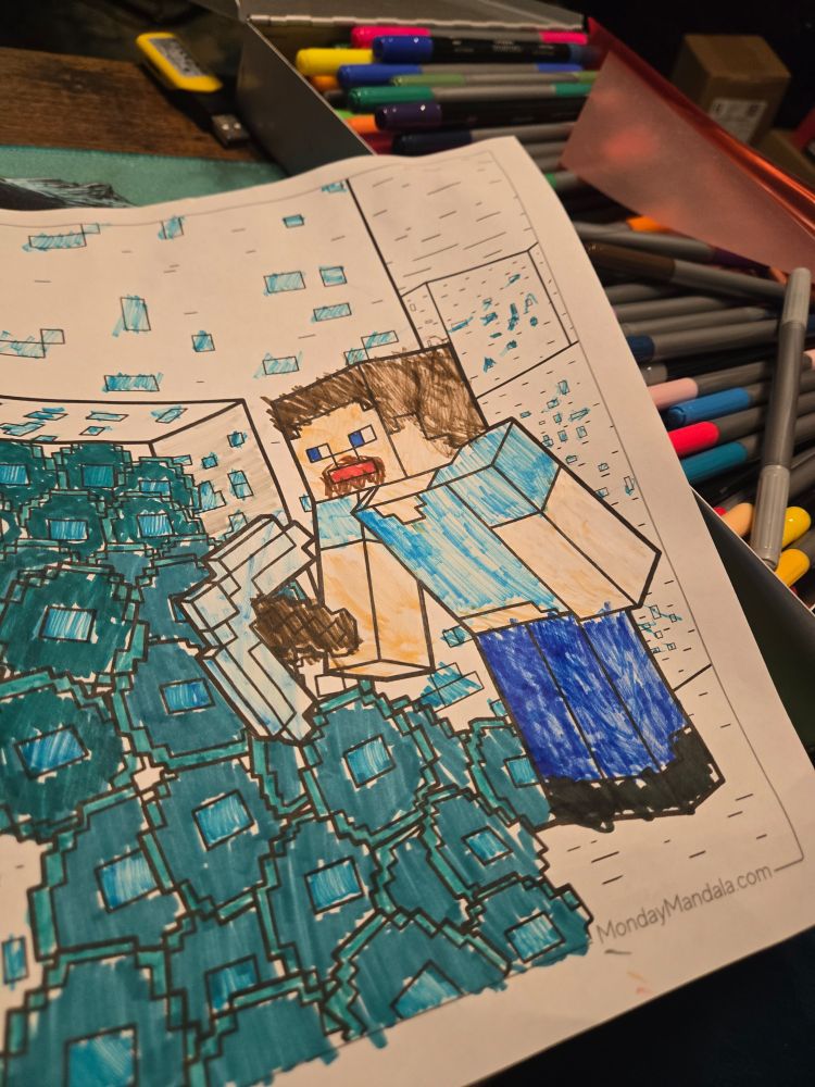 My nephew's minecraft coloring page 