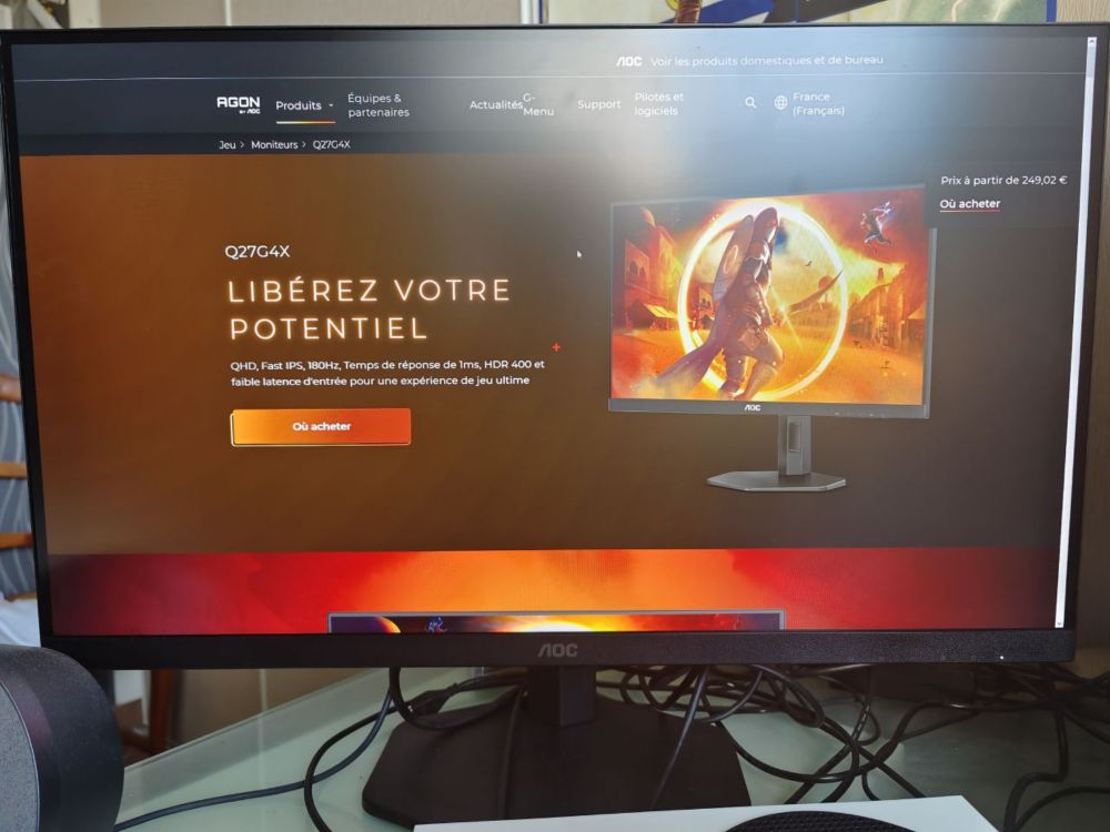 Avis et test du moniteur AOC Gaming Q27G4X - Le blog de Guillaume Ghrenassia