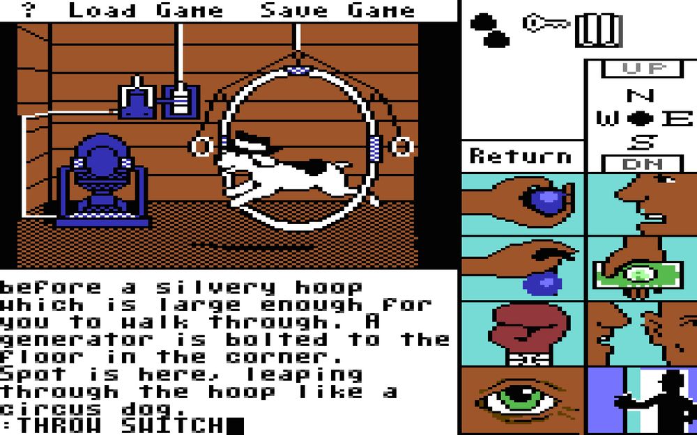 A dog jumping through a hoop, about to have some very tass times in a place called Tone Town.