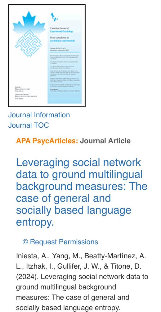 New paper in @cjep.bsky.social led by Antonio Iniesta shows that indiv differences in questionnaire measures of language entropy link to social network measures for the same bilingual adults.