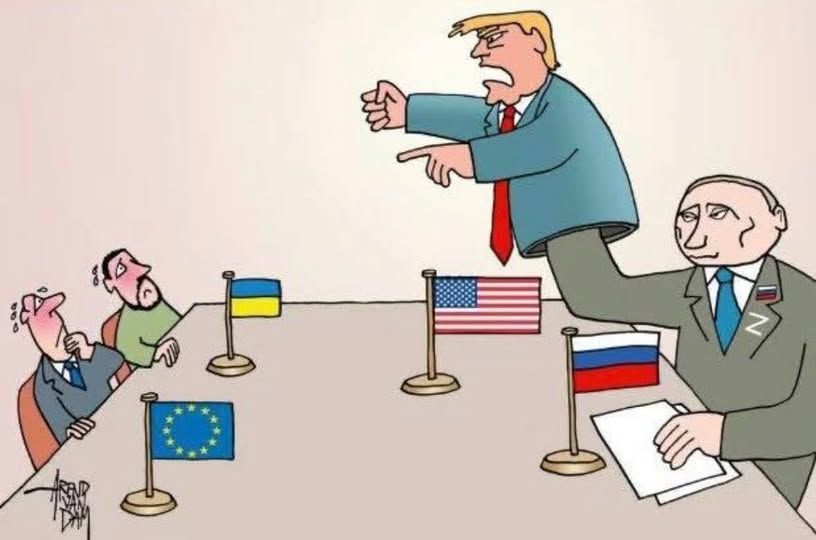 Cartoon showing Donald Trump as the puppet of Putin