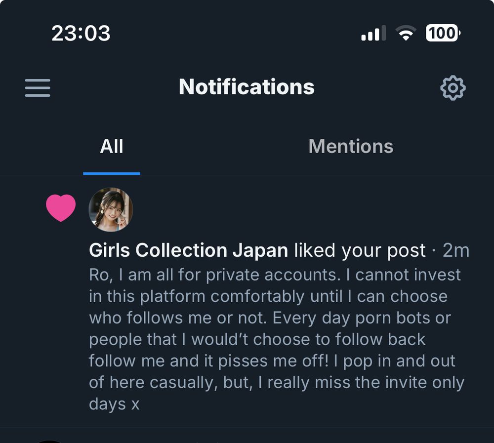 Another Screengrab of a porn bot account following me 
