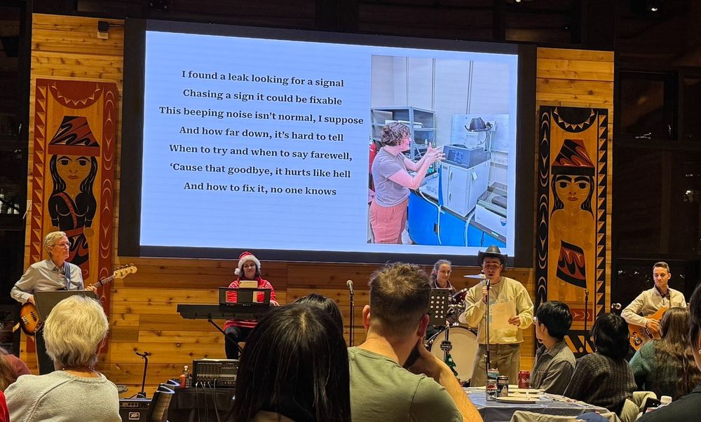 UW Atmospherics band live performance of a Post Malone song rewritten to be about using analytical instrumentation