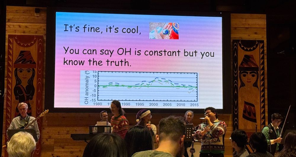 The UW Atmospherics band live performance of a Chappell Roan rewrite about atmospheric hydroxyl radicals