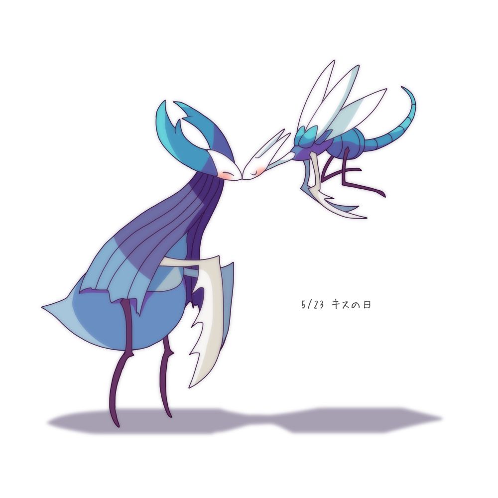 HollowKnightの二次創作イラスト。キスの日の記念絵。ゾウハンカマキリとヒショウカマキリ。