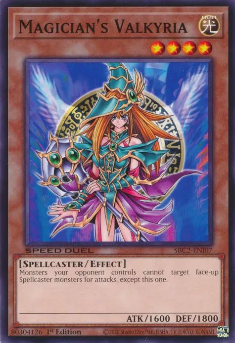 Magician's Valkyria

LIGHT / Spellcaster / Effect • Level 4 • ATK: 1600 / DEF: 1800

Monsters your opponent controls cannot target face-up Spellcaster monsters for attacks, except this one.