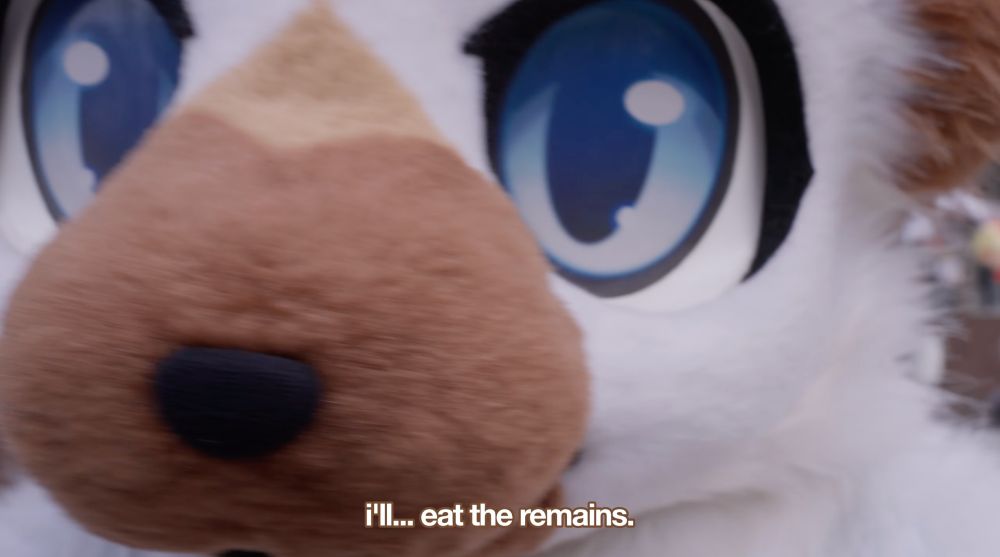 a screenshot from the further confusion 2025 vlog depicting smudge saying he'll eat the remains